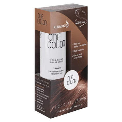 Keralock one color permanent chocolate brown صبغة الشعر من كيرالوك -شوكولاه بني